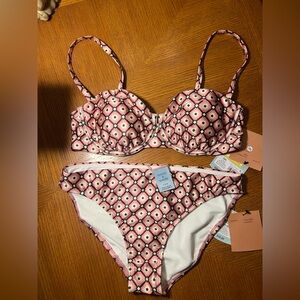 Shade & Shore Pink Patterned Bikini Set